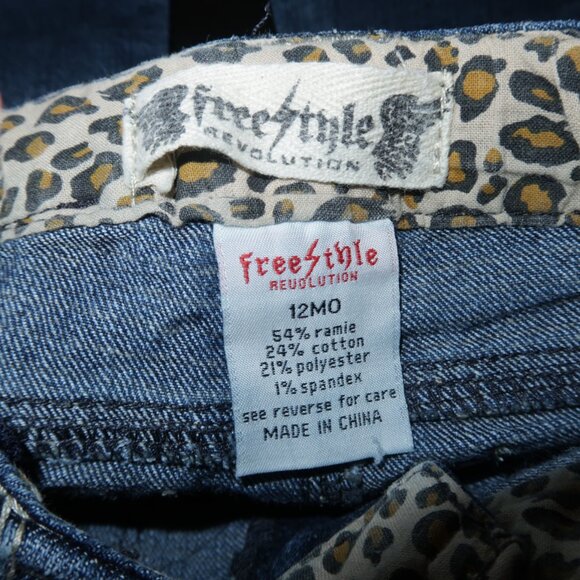 Girls Infant Freestyle Revolution Flare Leg Stretch Denim Cheetah Trim Jeans 12m - Picture 5 of 5